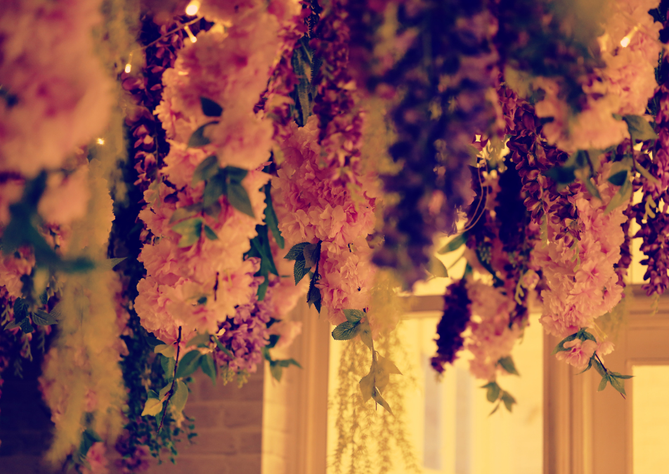 Flores pendentes e arranjos aéreos