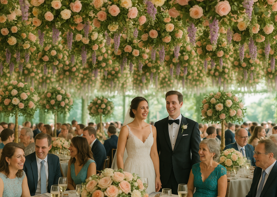 Flores pendentes e arranjos aéreos